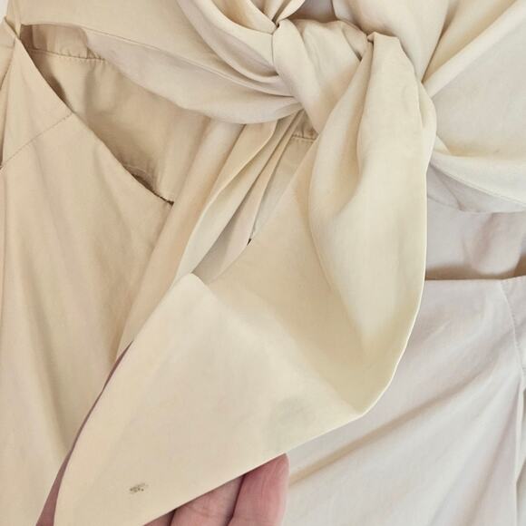 Nanushka Tanya Jumpsuit Size Small Long Sleeve Cut Out Tie Front Cream - Picture 16 of 16